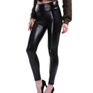 Stretch Faux Leather Fleece Lined Leggings sz S-L